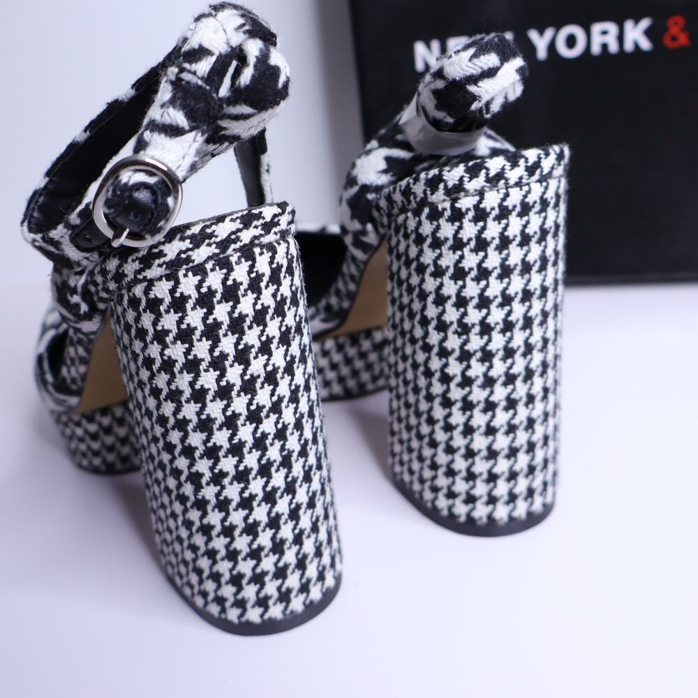 NEW YORK & COMPANY Laylani Houndstooth Heeled Platform Sandals NIB Women's 7.5 - Picture 3 of 8
